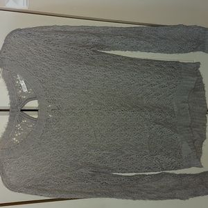 Small gray lace long sleeve sweater